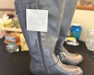 Women's Wide Calf Knee-High Boots with Buckle Detail