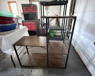 Industrial Style Metal and Wood Baker's Rack/Shelving Unit