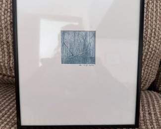 Framed Cyanotype Print of Trees and Water