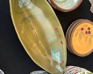 Hand-Painted Ceramic Oval Serving Platter