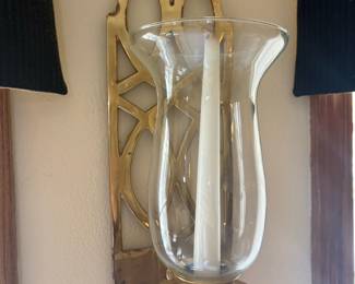 Brass and Glass Hurricane Sconce