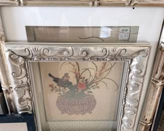Framed Print of Bird and Flowers