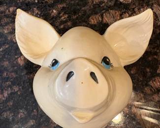 Vintage Ceramic Pig Face Wall Decor / Towel Holder