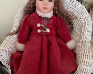 Heritage Collection Porcelain Doll in Red Velvet Dress