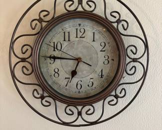Ornate Scroll Metal Wall Clock