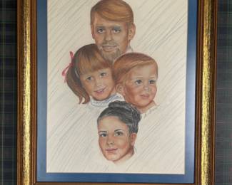 Family Portrait Pastel Drawing by Len Boerigter