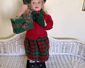 Holiday Creations Musical Caroler Doll with Gift