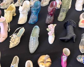 Assorted Ceramic and Glass Miniature Shoes and Boots