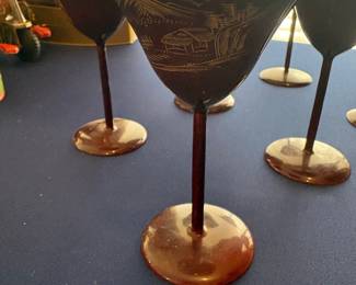 Japanese Lacquerware Cocktail Glasses with Landscape Design