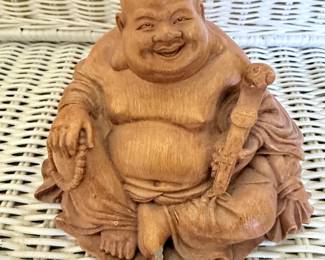Hand Carved Suar Wood Laughing Buddha Figurine