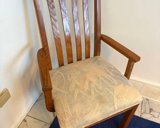 Oak Spindle Back Armchair with Upholstered Seat