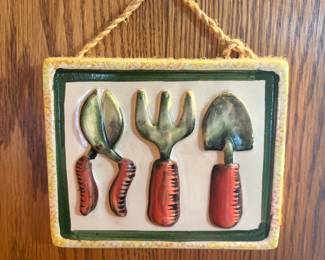 Ceramic Garden Tool Wall Plaque