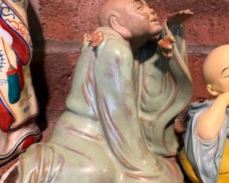 Celadon Glazed Ceramic Monk Figurine, possibly Shiwan Mudman