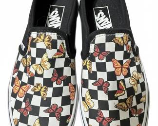 Vans Classic Slip-On Butterfly Checkerboard Custom Shoes
