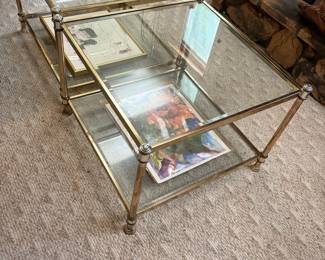 Vintage Brass and Glass Two-Tier Coffee Table