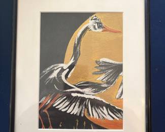 Art Print of Cranes with Gold Leaf Accent by Ogata Korin
