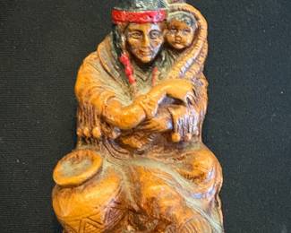 Vintage Native American Mother and Child Figurine