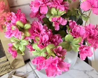 Artificial Pink Azalea Floral Arrangement in Glass Vase
