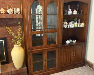 Oak China Cabinet with Glass Doors by Thomasville