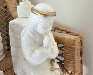 White Ceramic Angel Soap Dispenser with Gold Halo