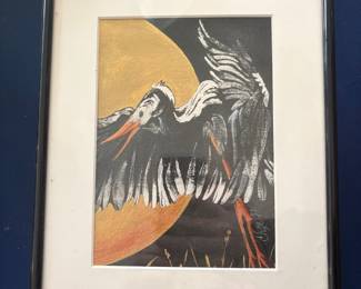 Heron and Moon Painting