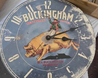 Buckingham Hotel Restaurant Cowboy Riding Pig Clock