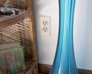 Blue Swirl Art Glass Vase - Possibly L.E. Smith or Viking