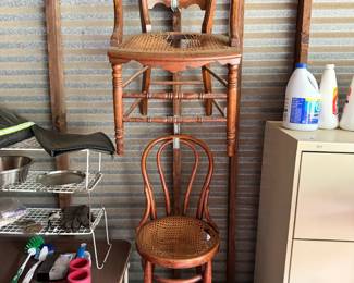 Selection of antique wood chairs