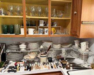 Dishes, glasses and utensils