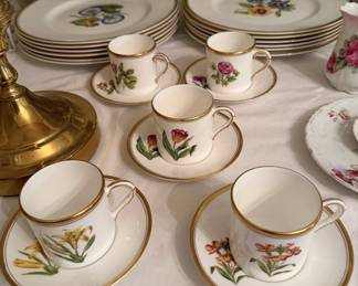 A.H. Williamson, Royal Worcester Hand Painted plates, cups/saucers