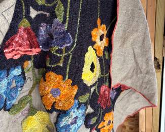 Partially completed hooked rug projects