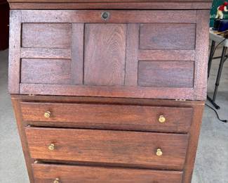 Wooden drop front desk 