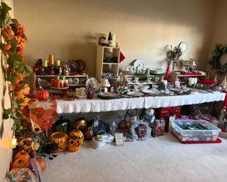 Fall and Holiday decorations and place settings. 