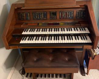 Lowrey Organ, bench and materials, beautiful sounds.