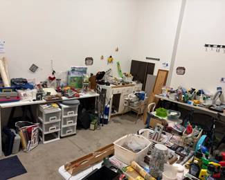 Garage space filled with wonderful treasures. 