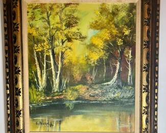 Original Impressionist oil landscape by Emilio Azarola in a fine gold frame