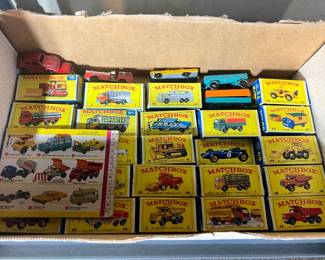 Collector’s box of original 1960s Matchbox Lesney "Yellow Box" vehicles