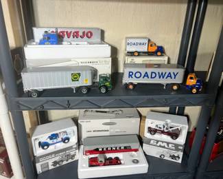Trucking industry collection featuring Roadway Express and International semi-trucks