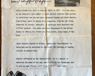 Provenance documentation for the listed Spanish artist Emilio Azarola