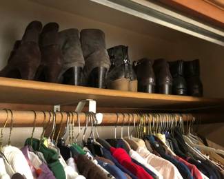 Lots of clothes and boots