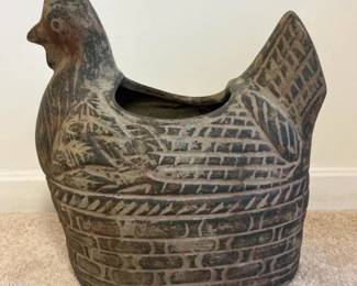 004 mexicanfolkartclaychickenplanter