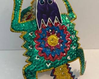 087 mexicantinlizardfolkartcandleholde