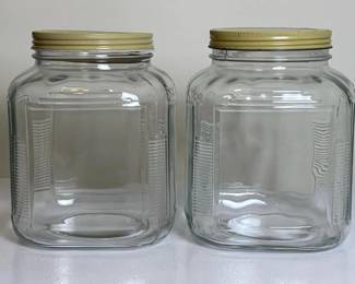 125 pairofsquareglassstoragejarswithg