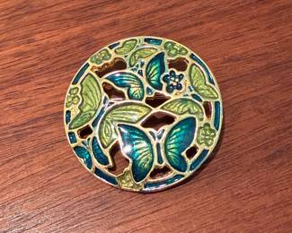 Vintage enamel butterfly brooch