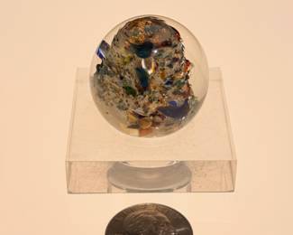 Josh Simpson 50mm art glass piece on lucite stand