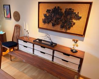 Danish inspired walnut cantilevered sideboard hand made by our client in 1969