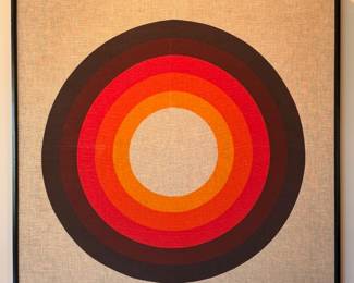 Large ca. 1960’s Verner Panton for Mira-X silkscreen fabric panel, framed.  40” x 40”