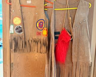 1970’s Y-Indian Guides suede vests w/ accessories