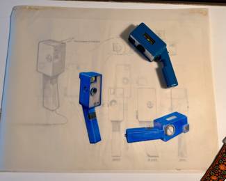Ca. 1970’s prototype with original hand drawn renderings.  This will all be sold together