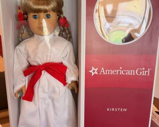 Retired and seemingly barely used AmericanGirl ‘Kirsten’ doll with original outfit, St. Lucia Holiday outfit and Kirsten’s Baking Outfit